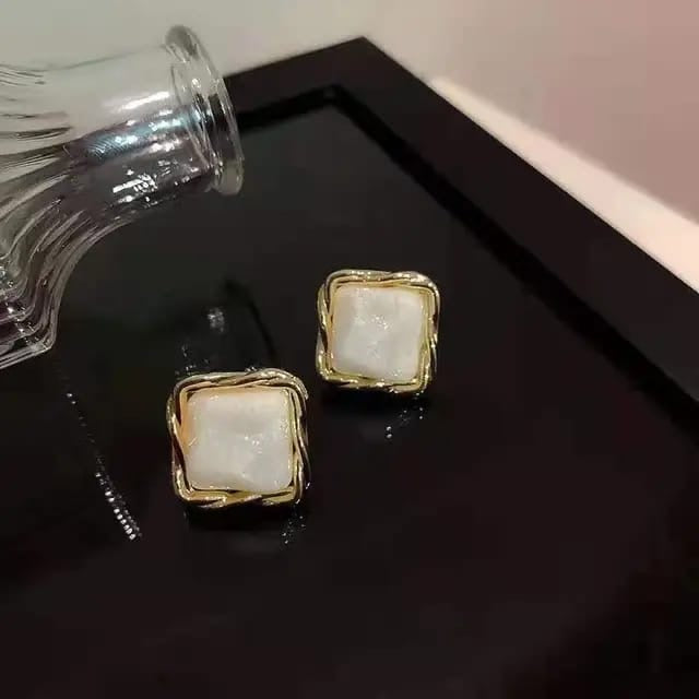 geometric square korean studs