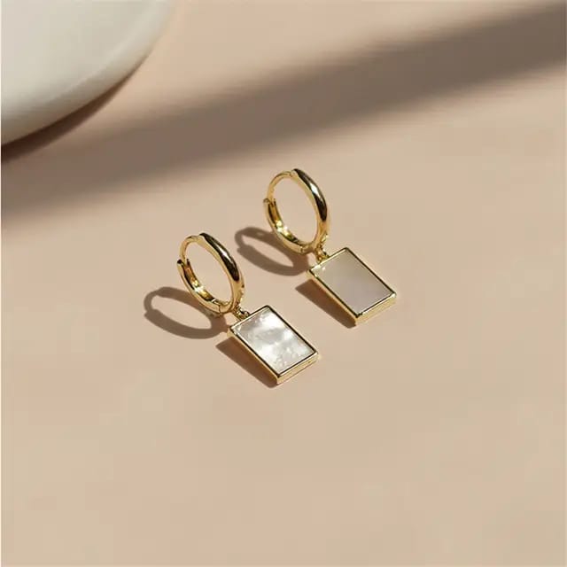 White Korean dangler earrings
