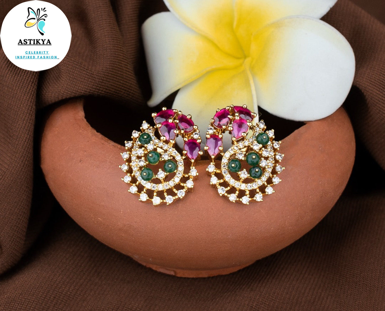 Multicolour gold plated studs