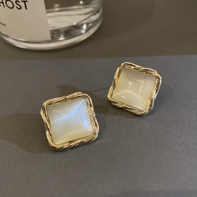 geometric square korean studs
