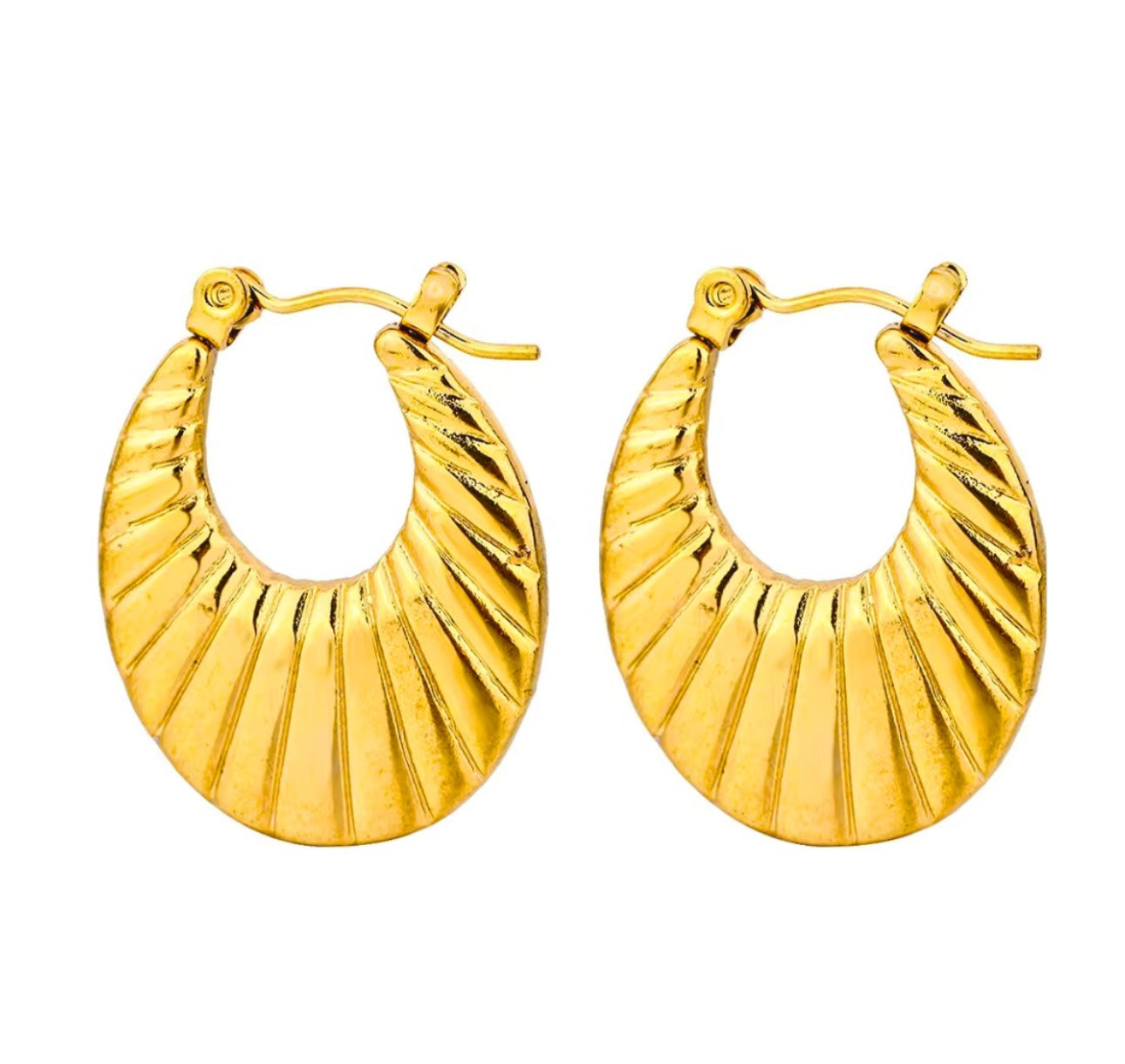 Textured hoop anti tarnish earings