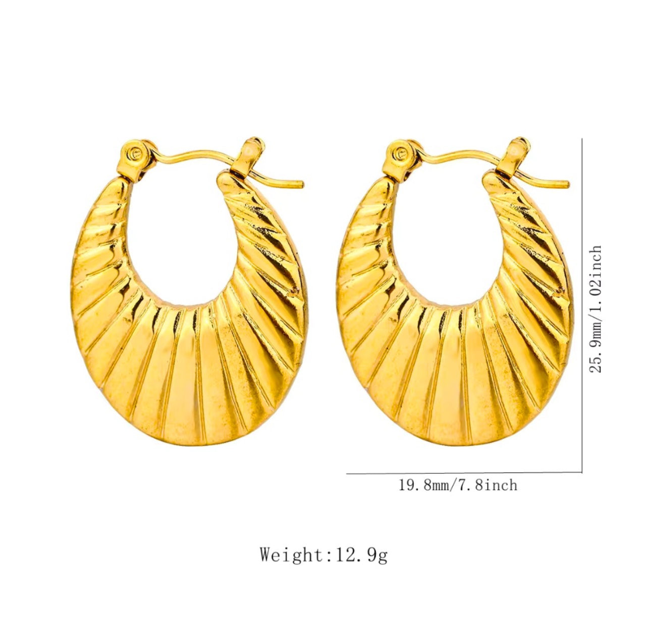 Textured hoop anti tarnish earings
