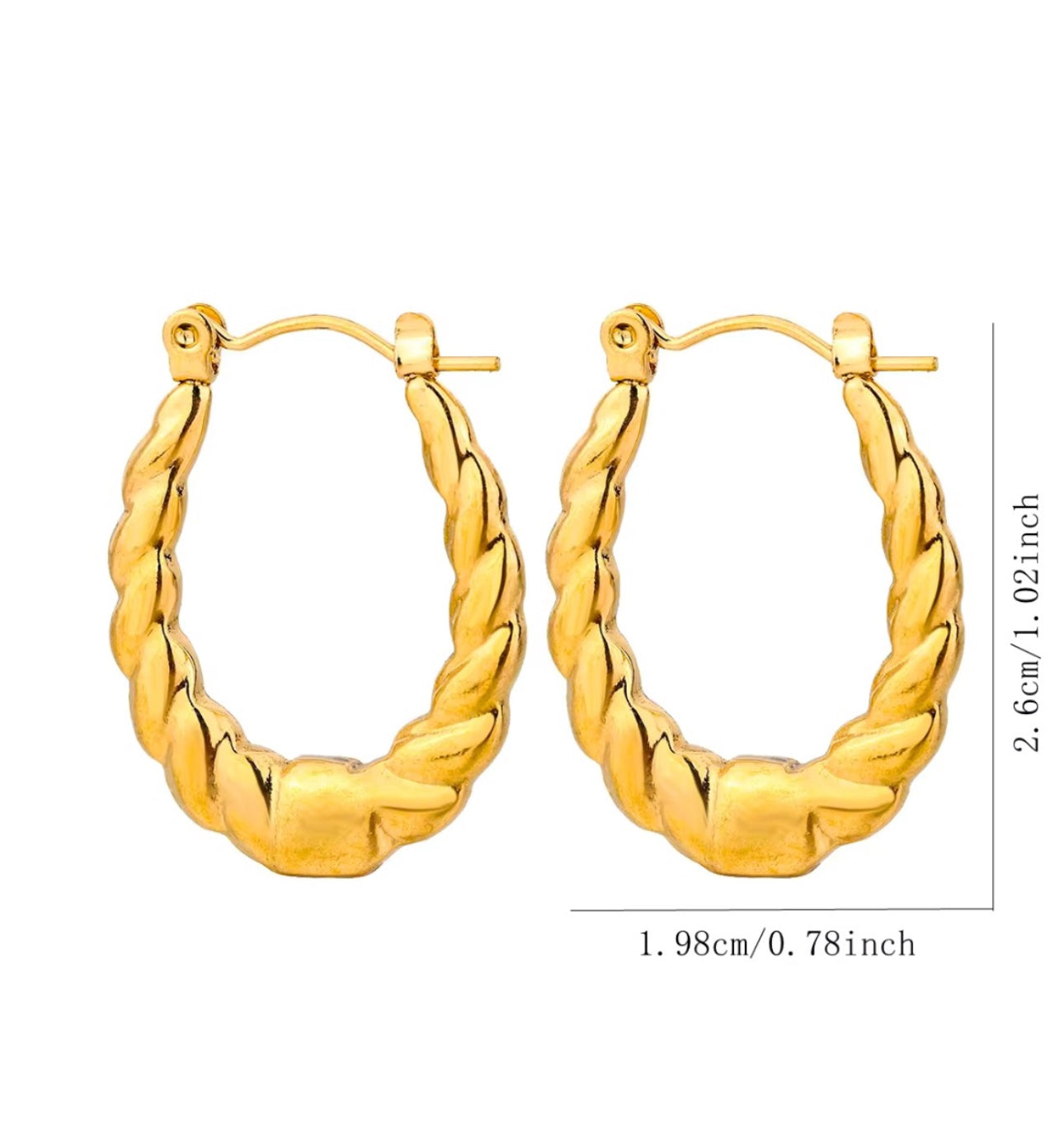 Twisted style U hoop anti tarnish earings