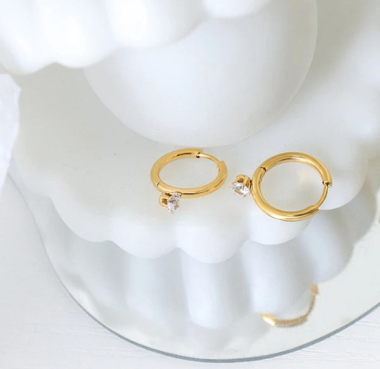 Gold huggie hoop anti tarnish earrings