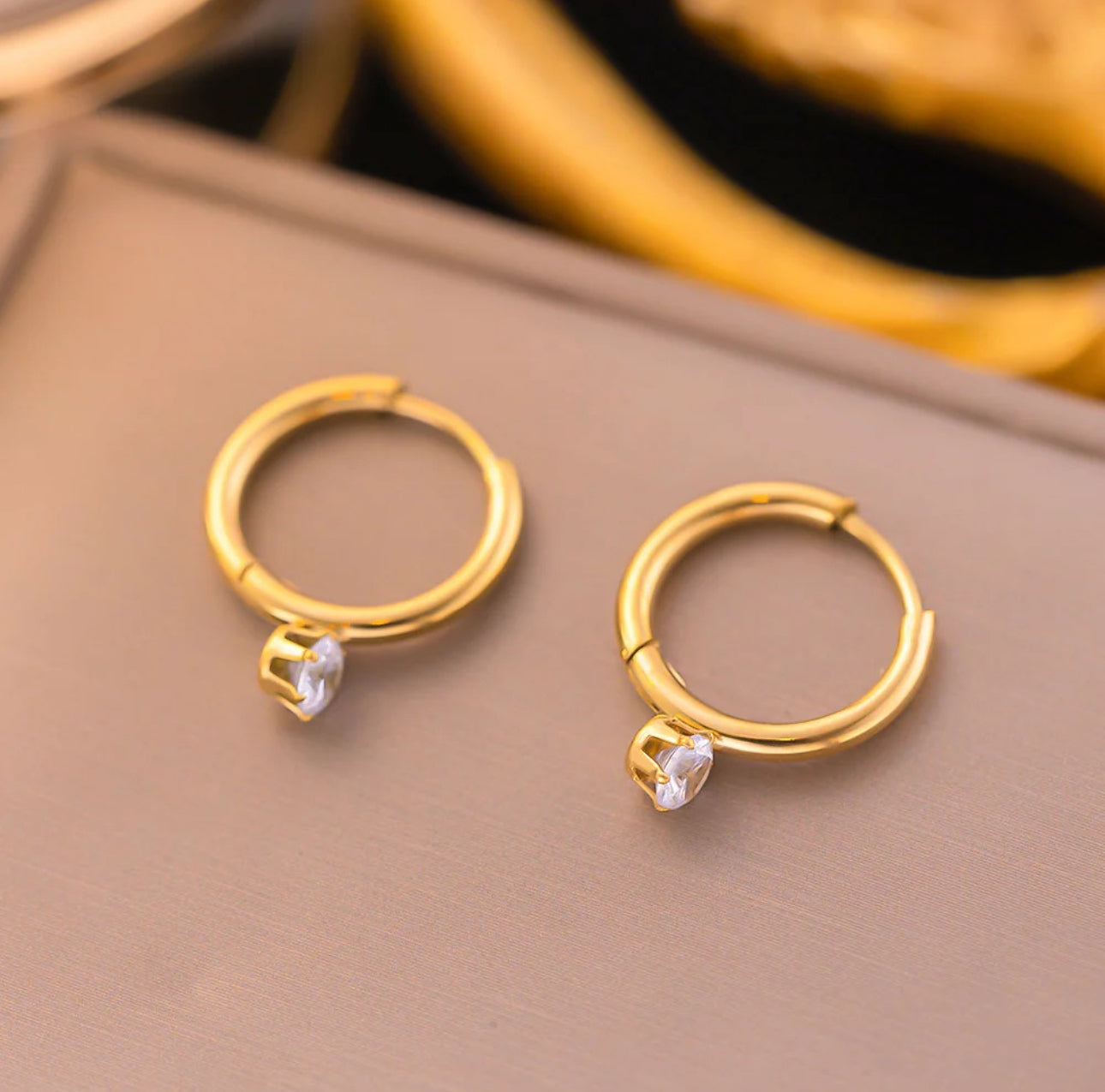 Gold huggie hoop anti tarnish earrings