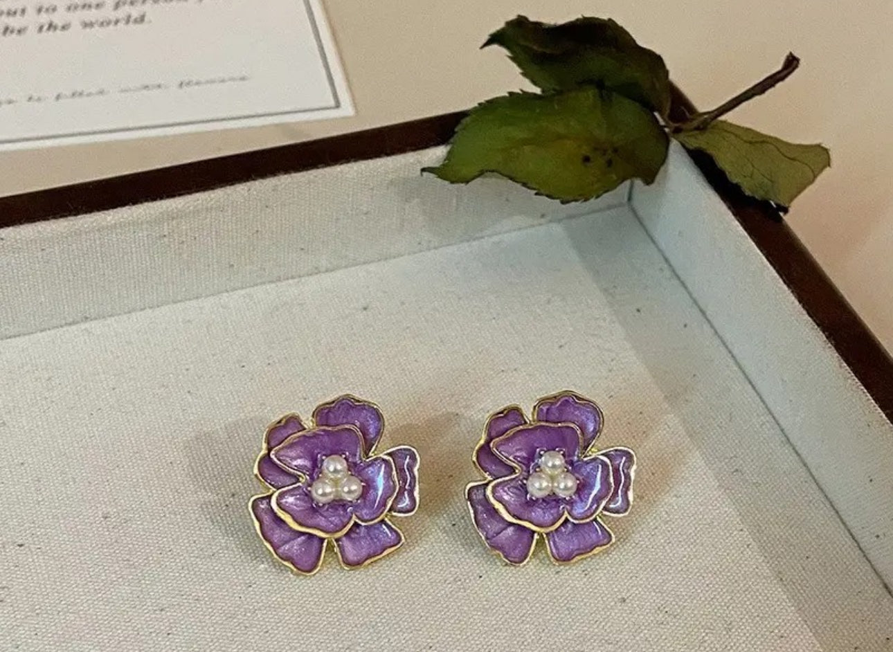 Lavender flower stud earrings