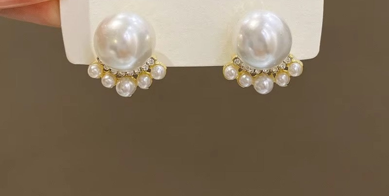 Faux pearl stud earrings