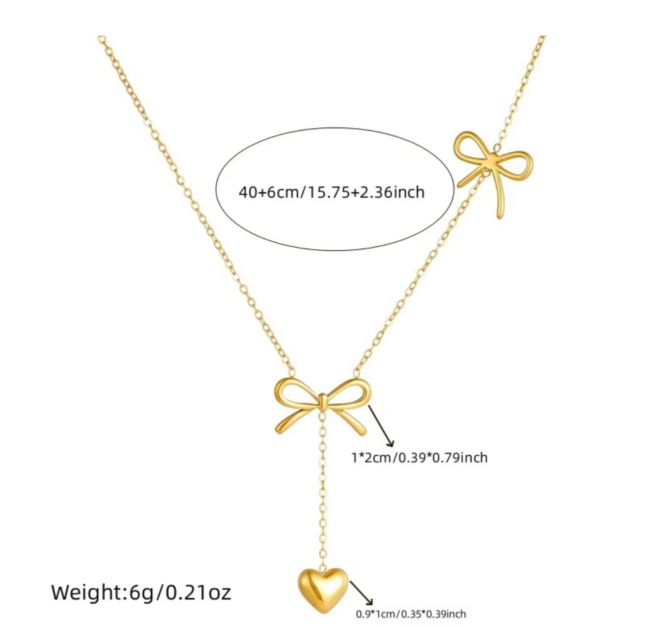 Heart drop two bow necklaces
