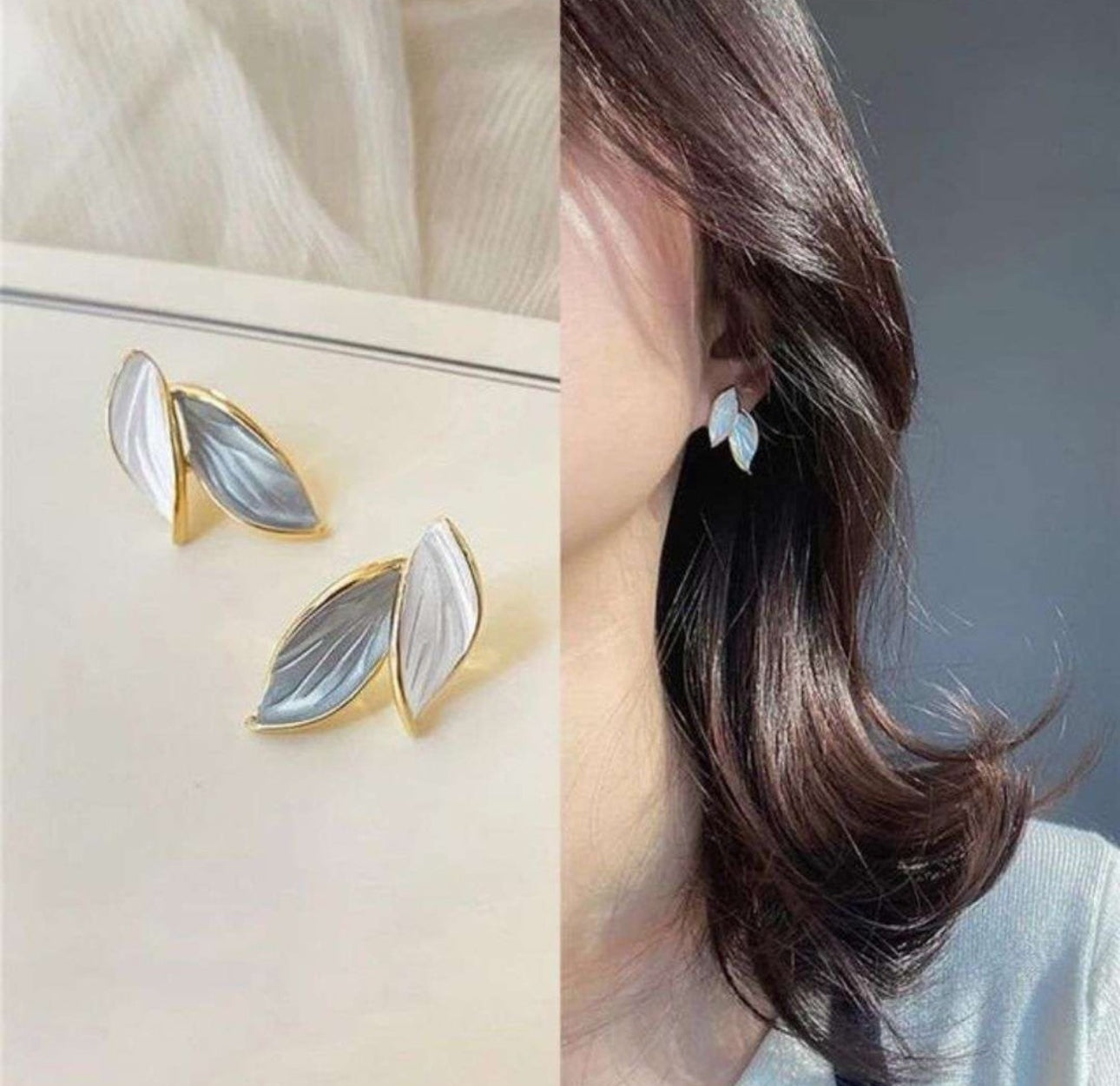 Oil painted leaf studs
