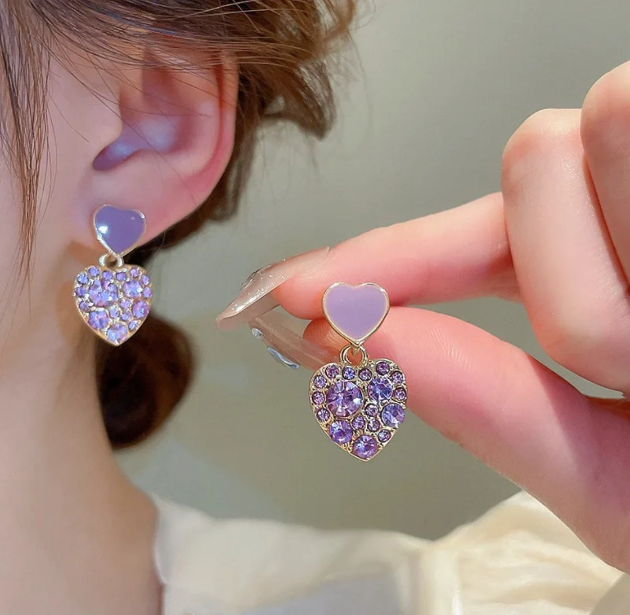 Trendy heart Purple Korean dangler