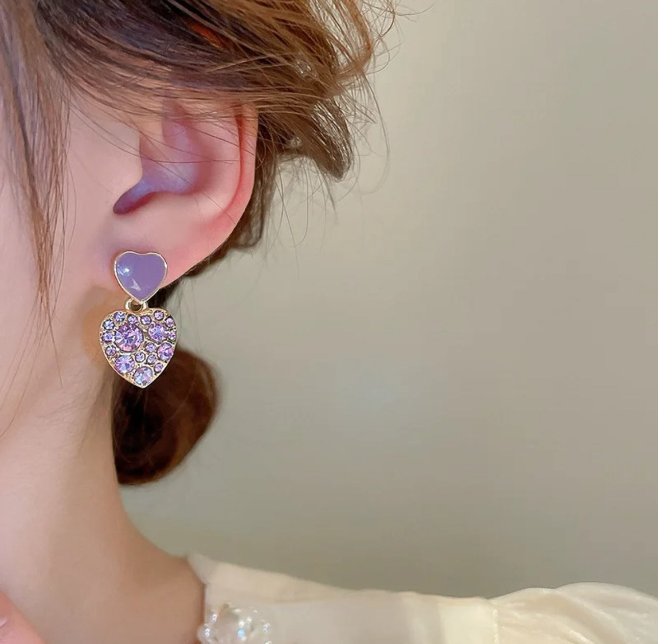 Trendy heart Purple Korean dangler