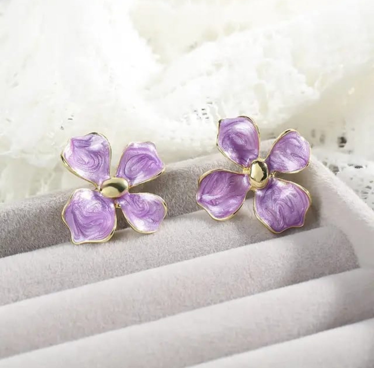 Lavender flower stud earrings