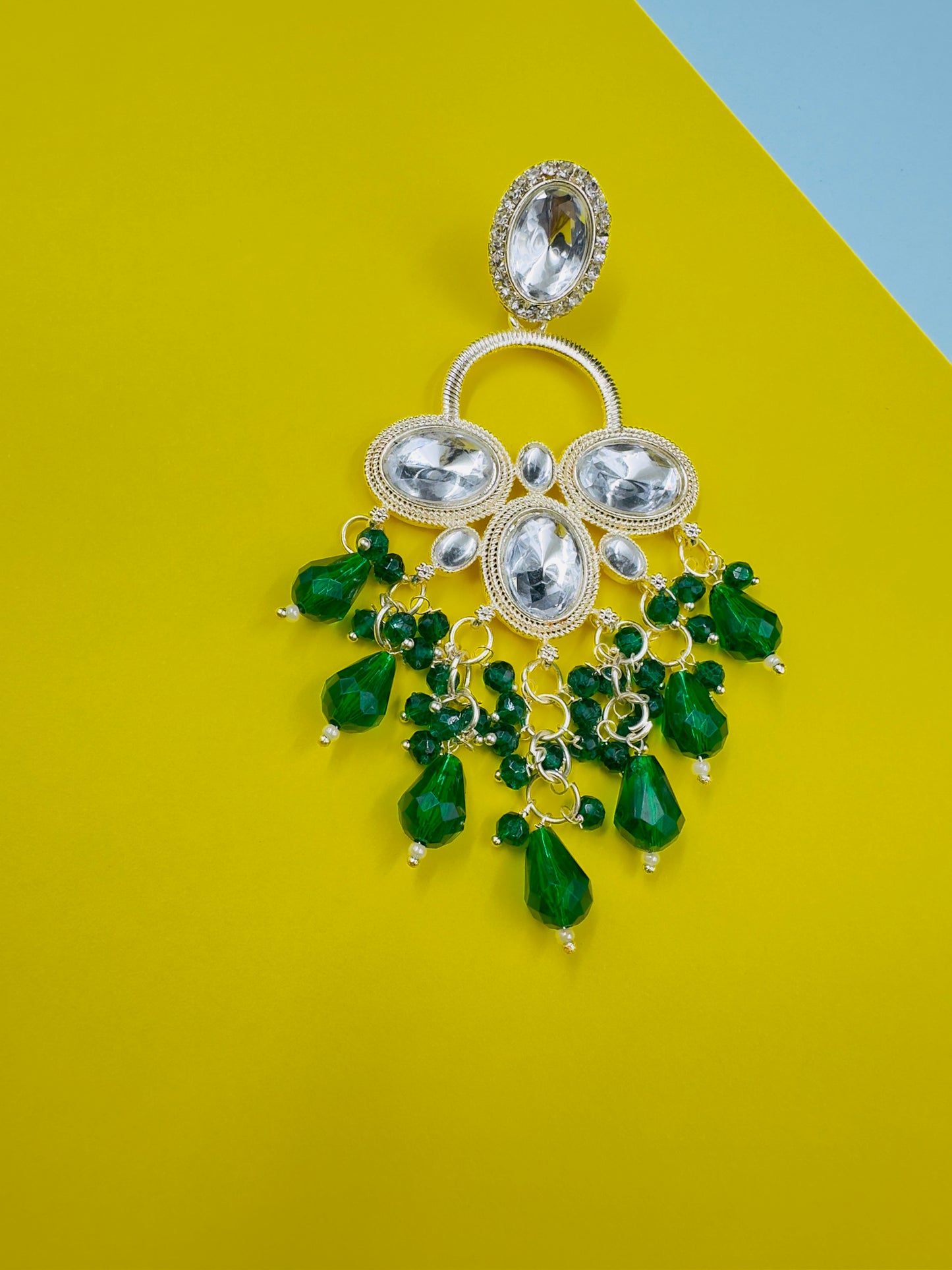 Green Chandbali Earring