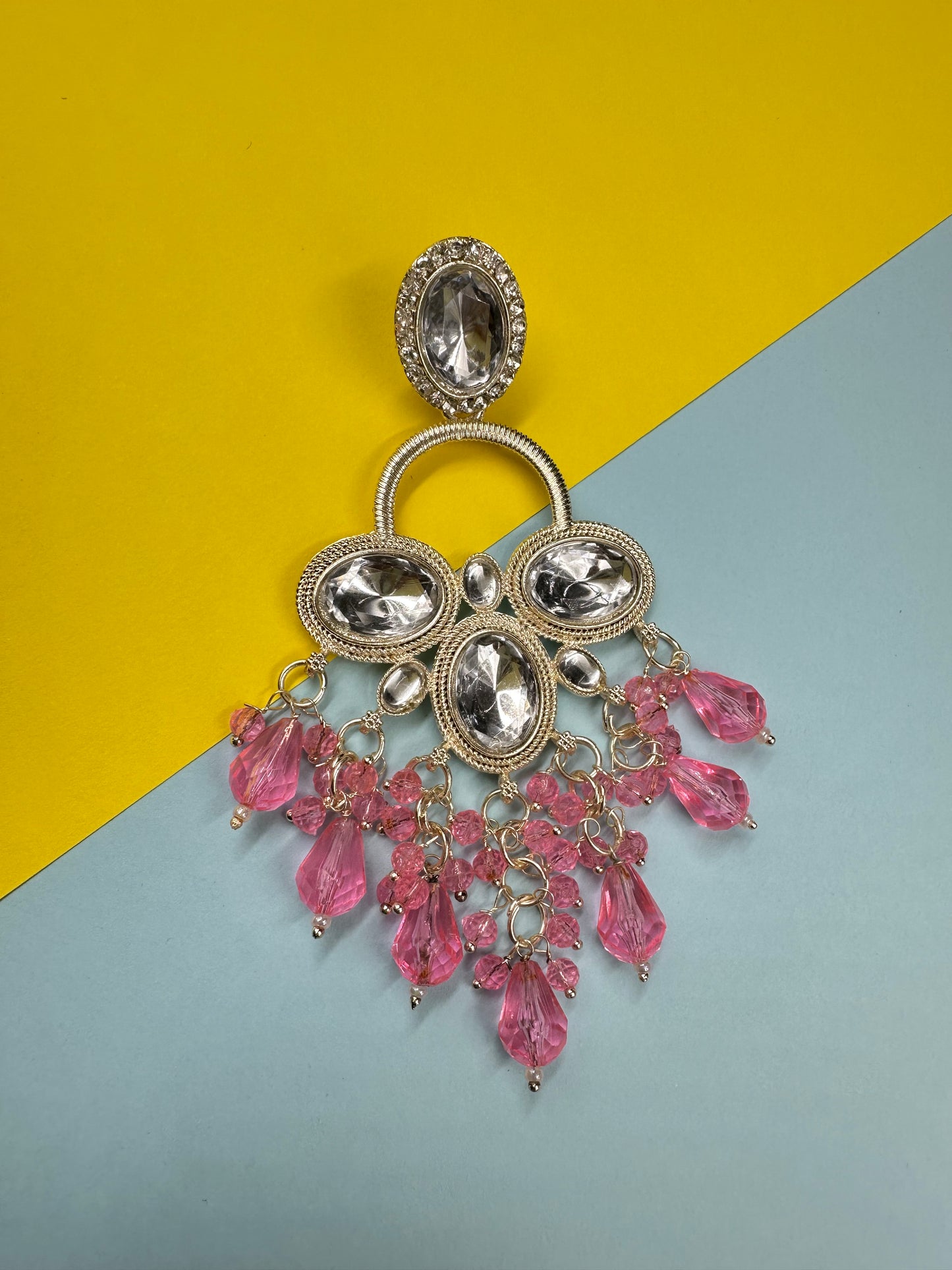 Pink Chandbali Earrings