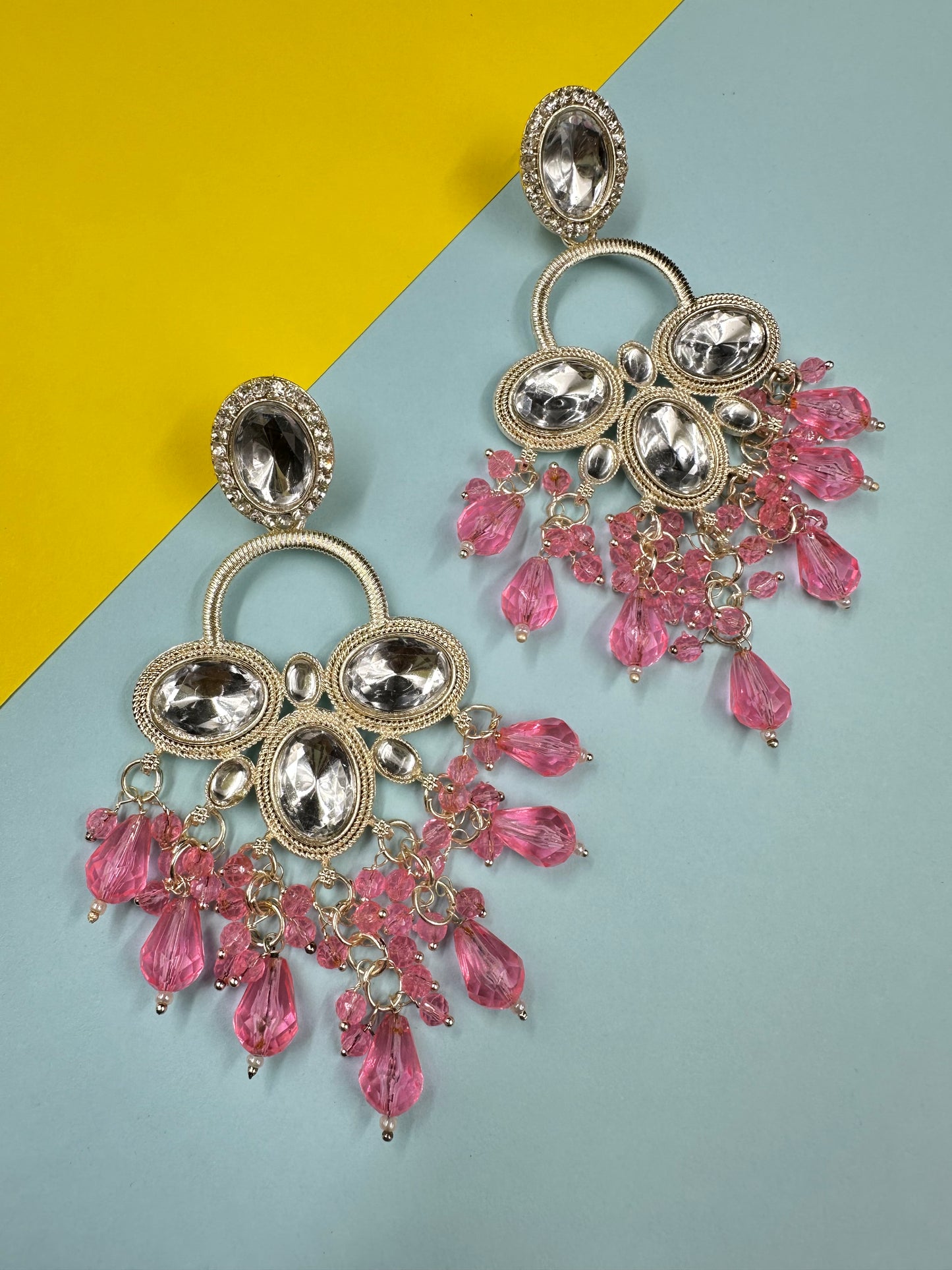 Pink Chandbali Earrings