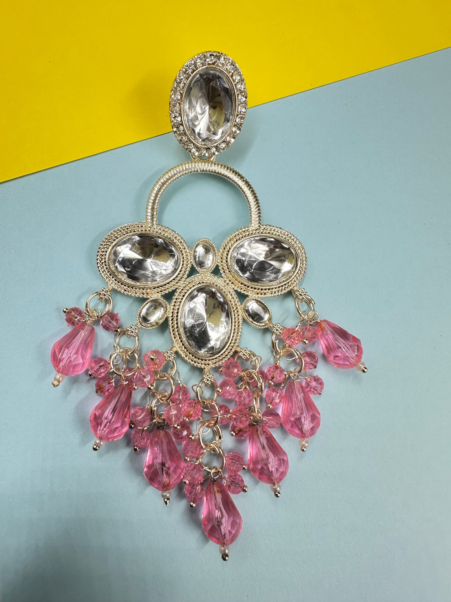Pink Chandbali Earrings