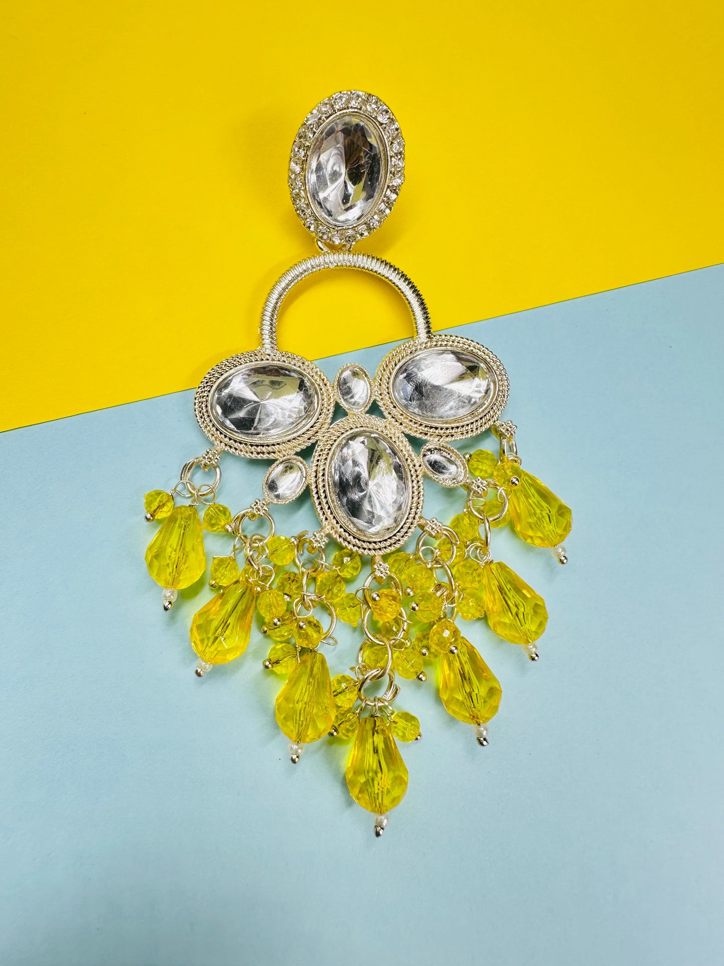 Yellow Chandbali Earrings