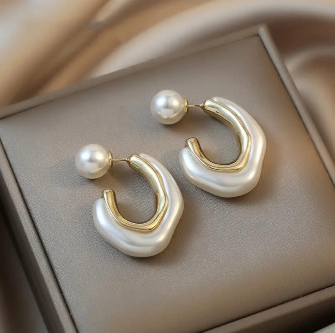White Korean hoop earrings