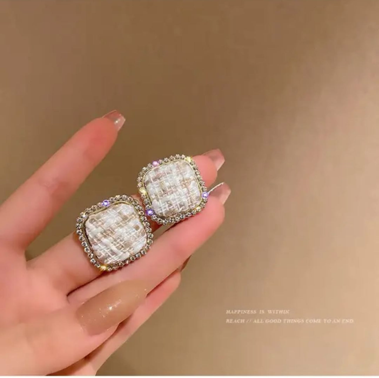 geometric square korean studs