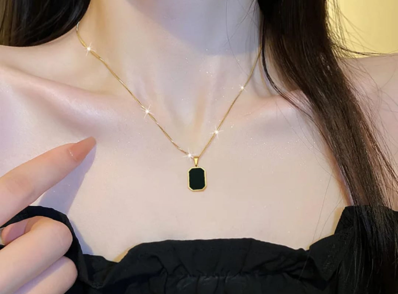 Black golden square anti tarnish chain