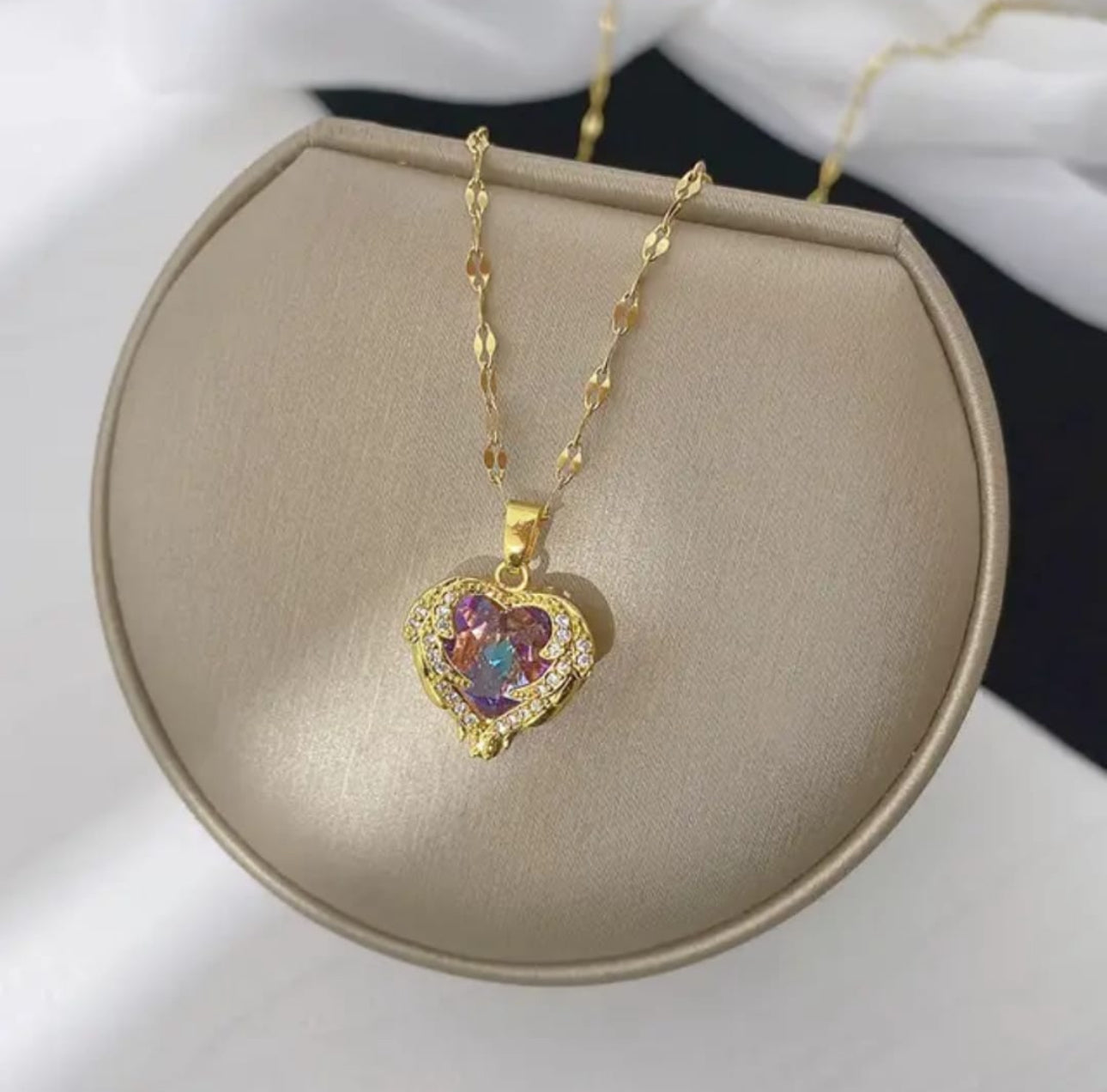 Korean multicolour heart anti tarnish chain