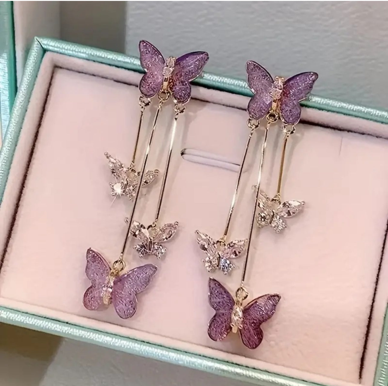 Purple butterfly Korean crystal dangler