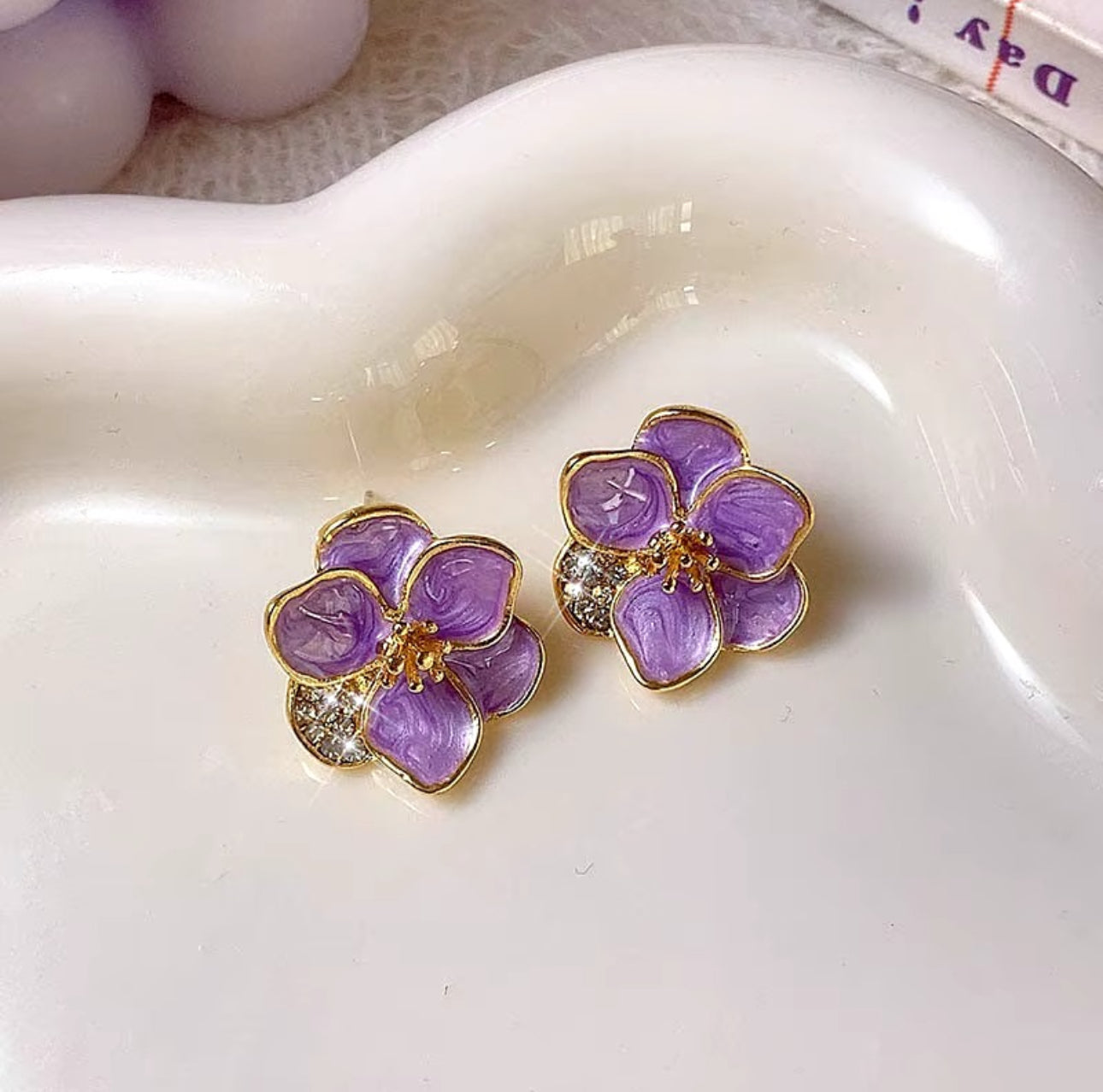 Lavender flower stud earrings