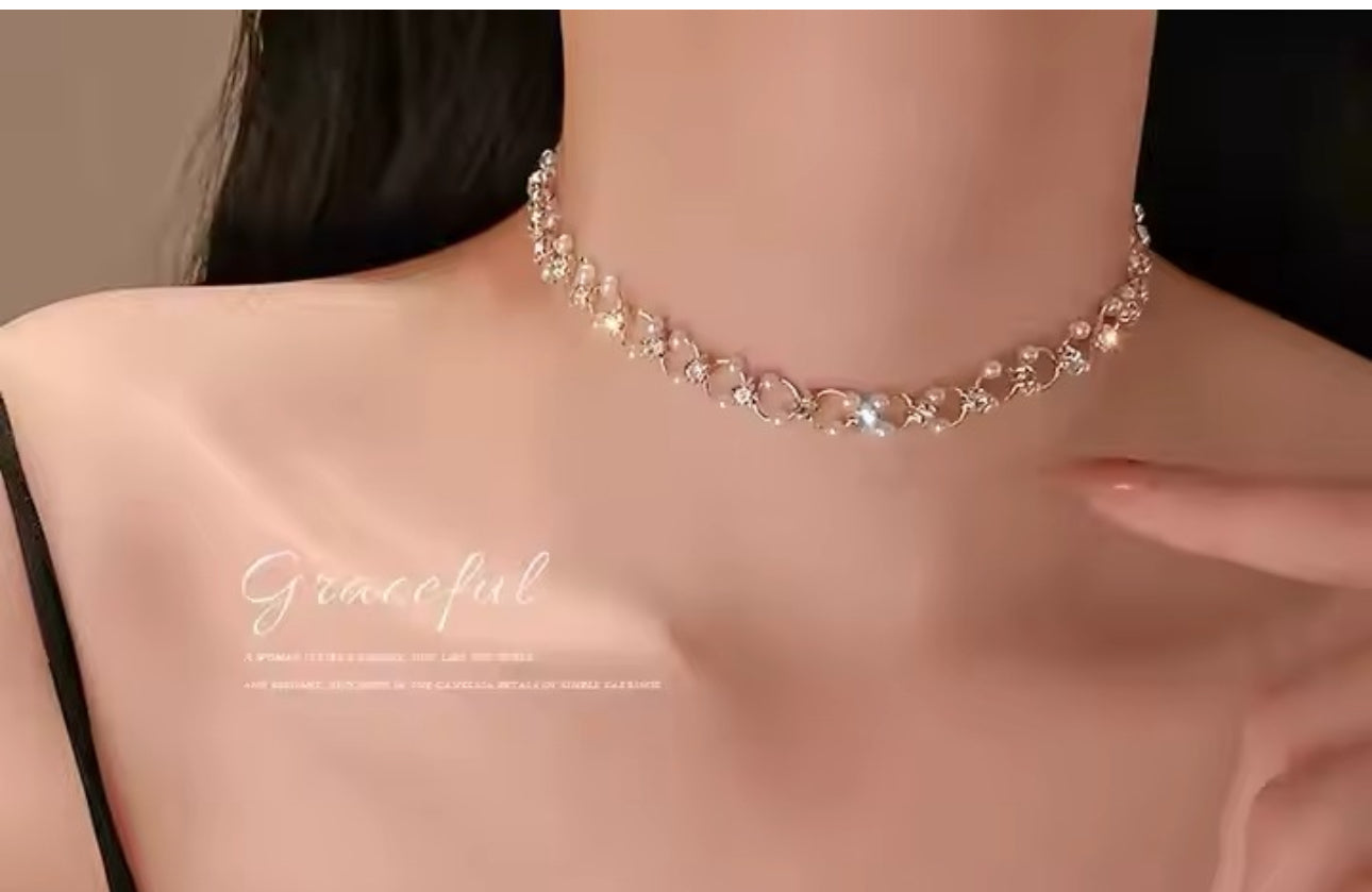 Luxury rhinestones shiny Choker necklace
