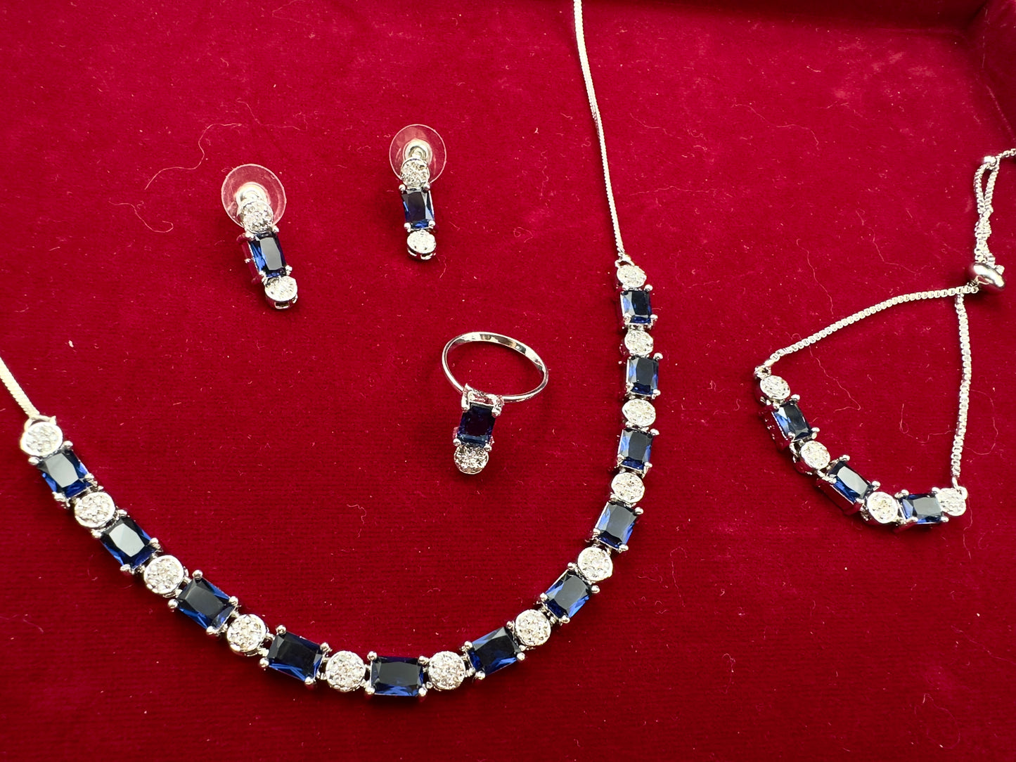 Blue American Diamond combo set