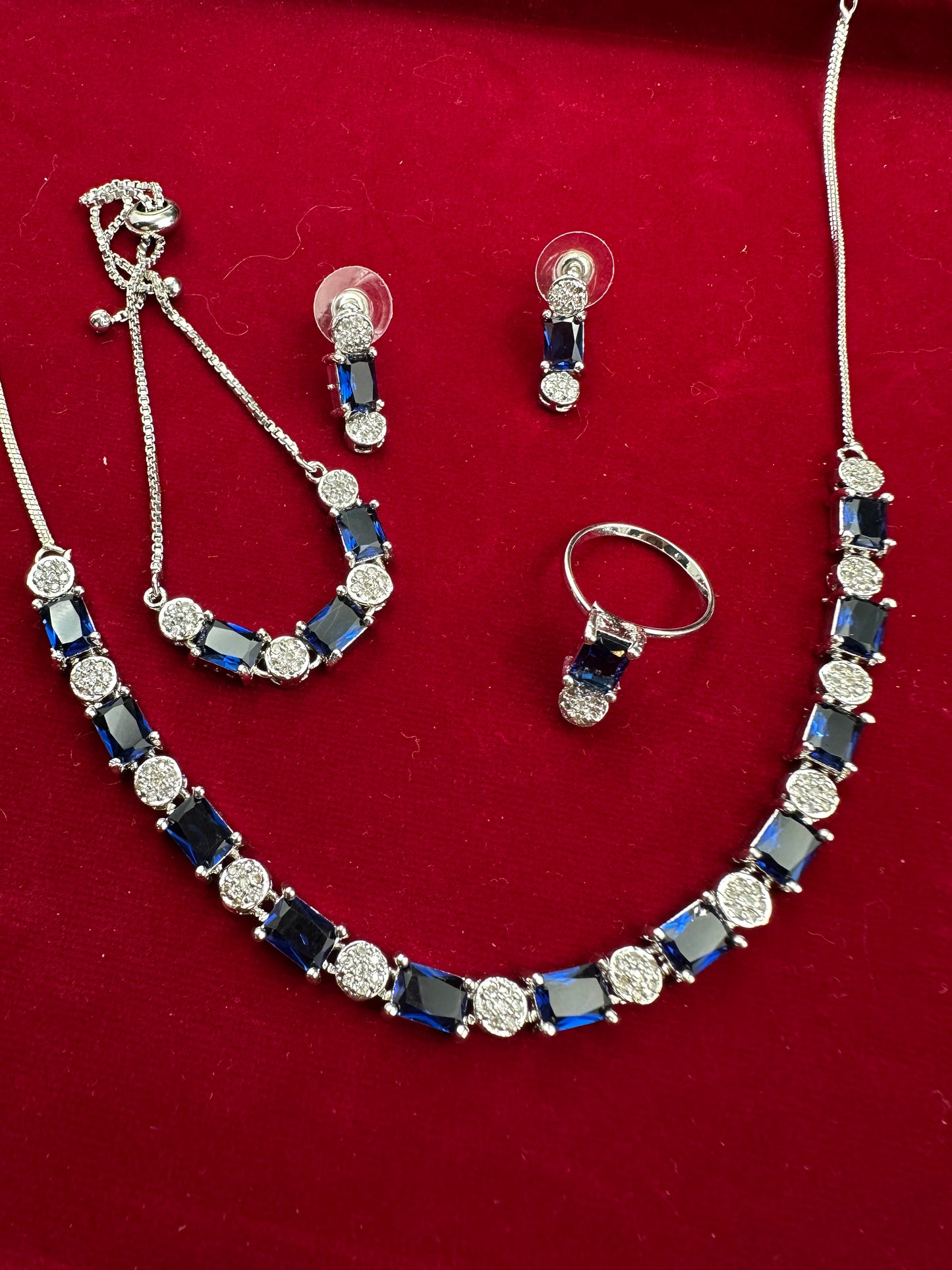 Blue American Diamond combo set