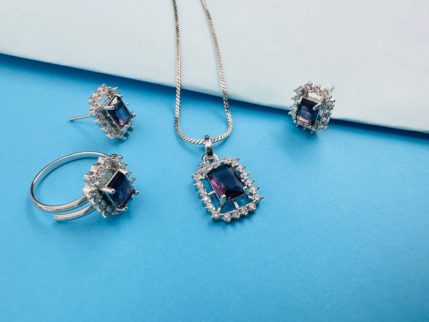 Purple American Diamond Necklace set