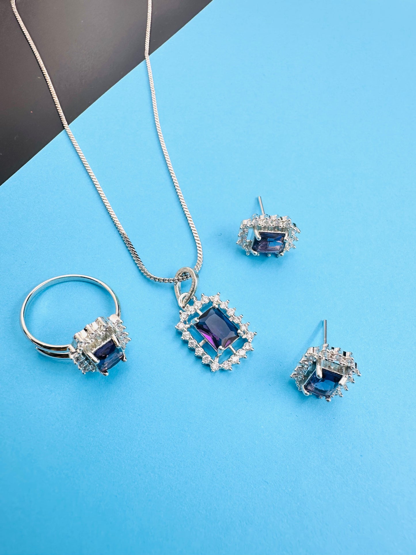Purple American Diamond Necklace set