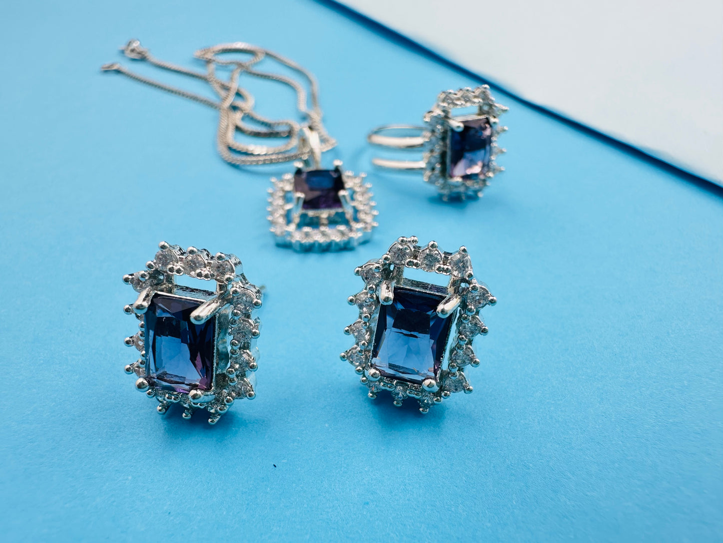 Purple American Diamond Necklace set