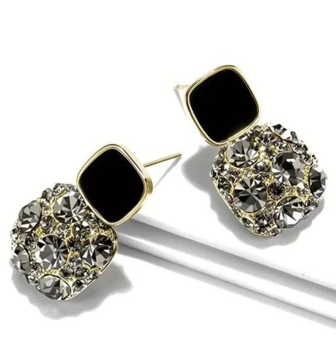 Trendy black Korean dangler earrings