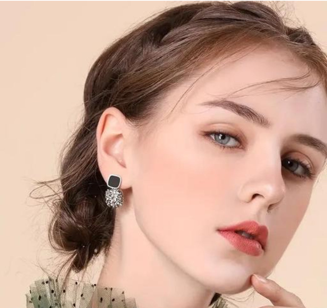 Trendy black Korean dangler earrings