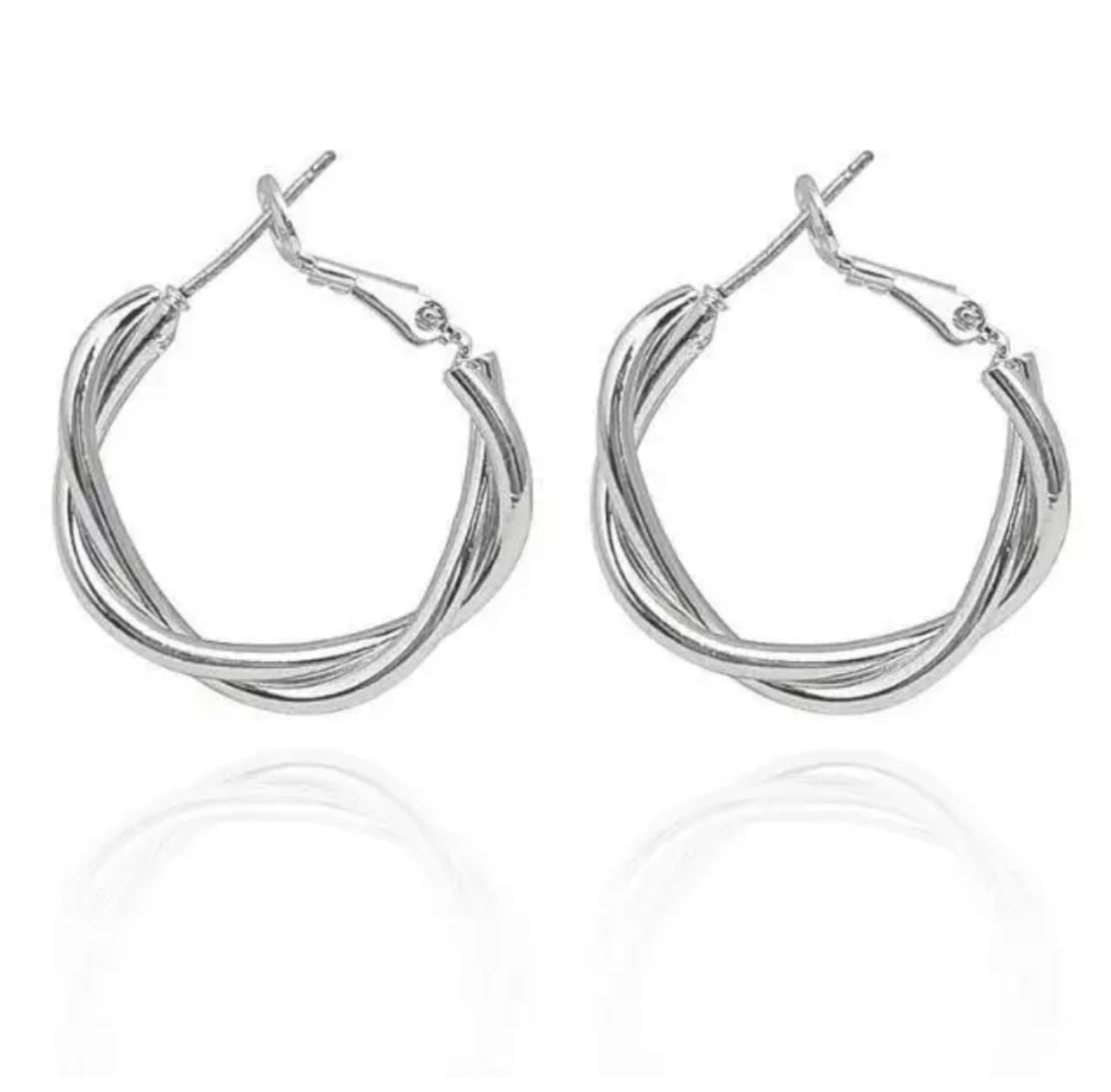 Trendy silver Korean hoops