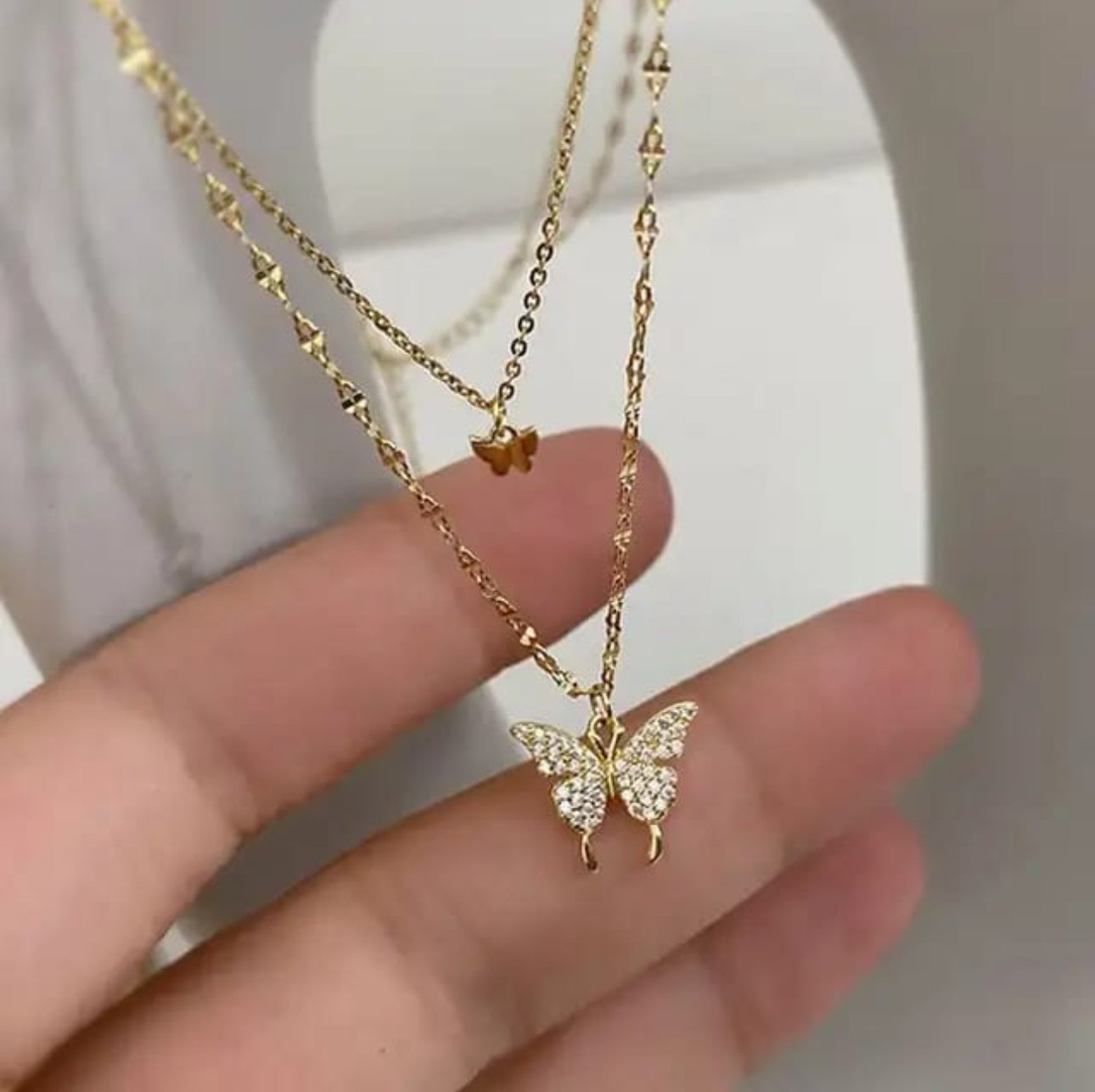 Trendy butterfly double layer Korean chain