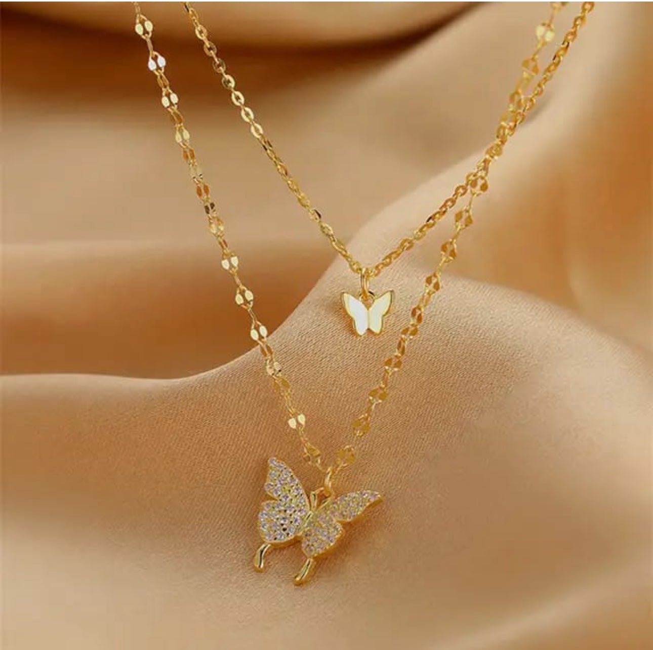 Trendy butterfly double layer Korean chain