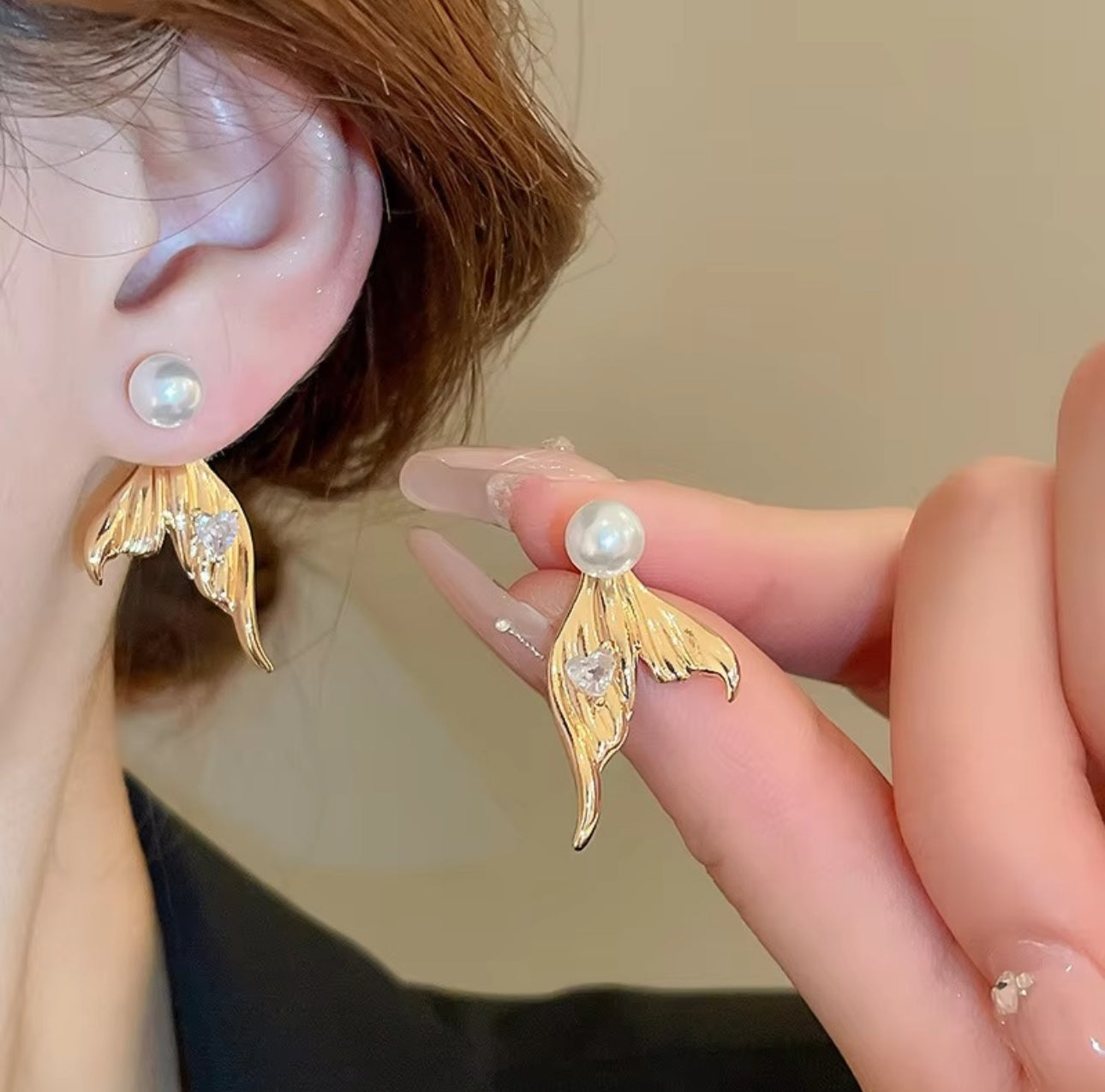 Pearl stud earrings
