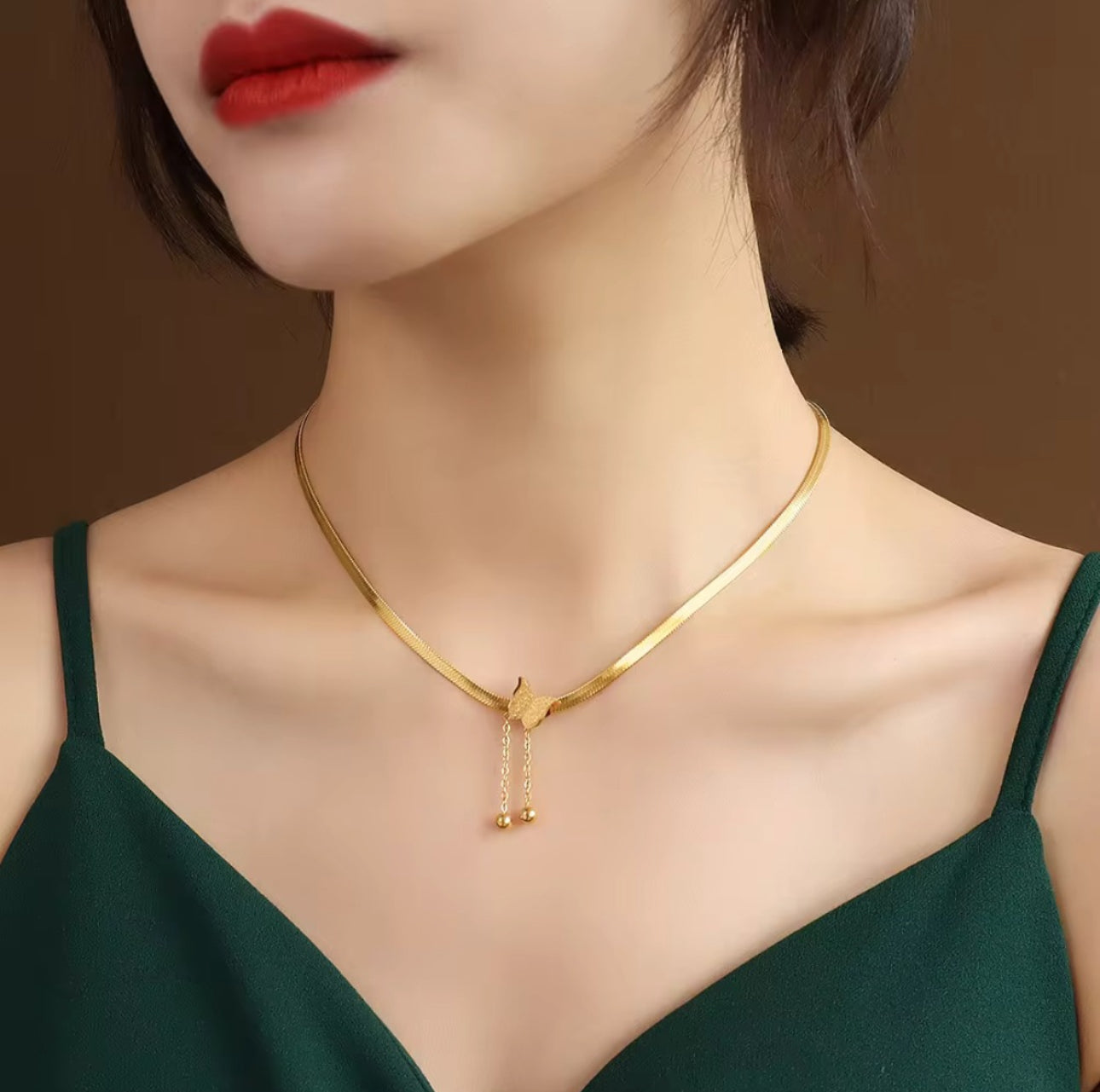 Butterfly anti tarnish snake chain
