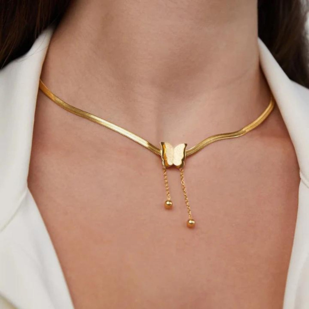Butterfly anti tarnish snake chain