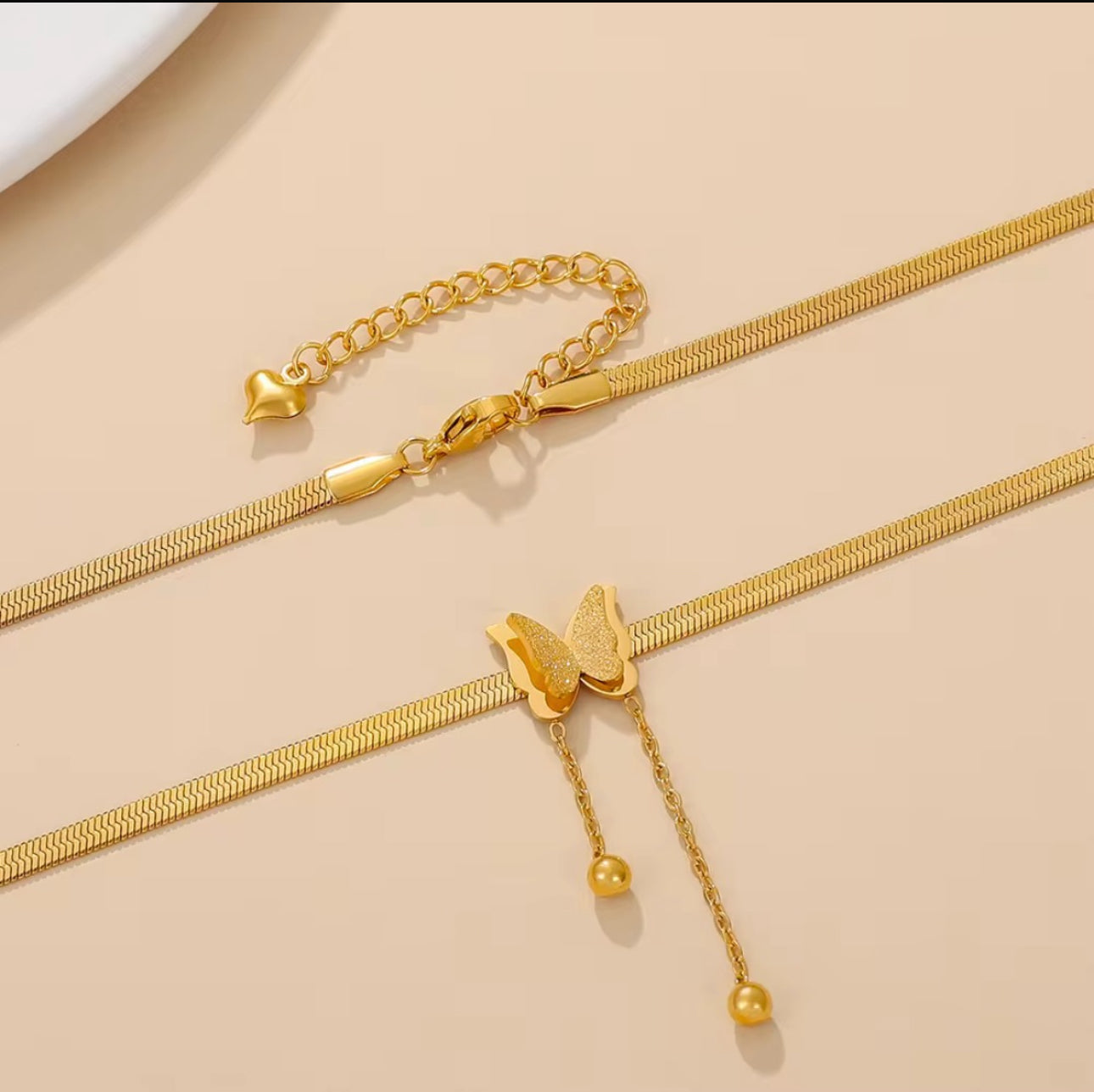Butterfly anti tarnish snake chain