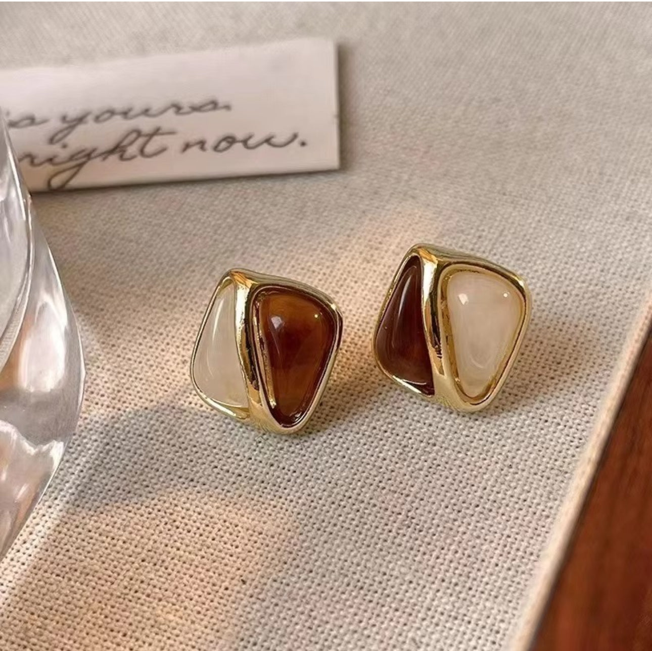 . Caramel square studs