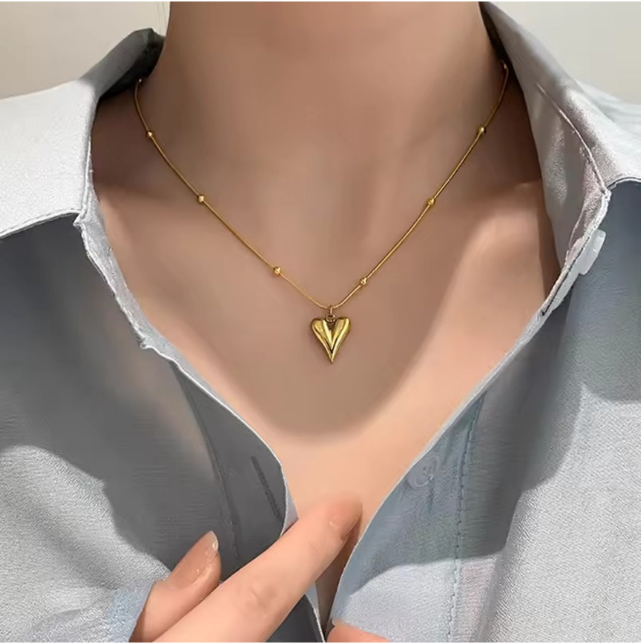 Golden heart anti tarnish chain