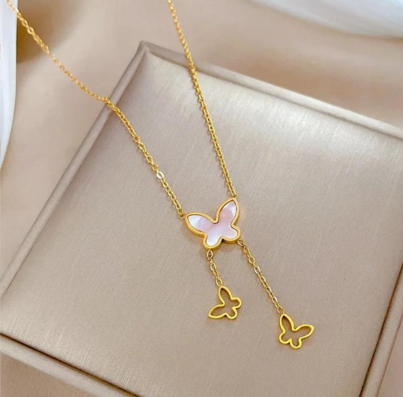 Opal Butterfly anti tarnish long chain