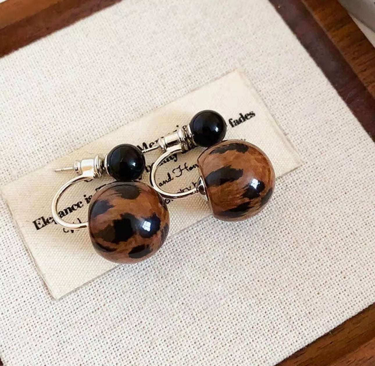 . Alluring Maillard leopard print stud Korean earrings