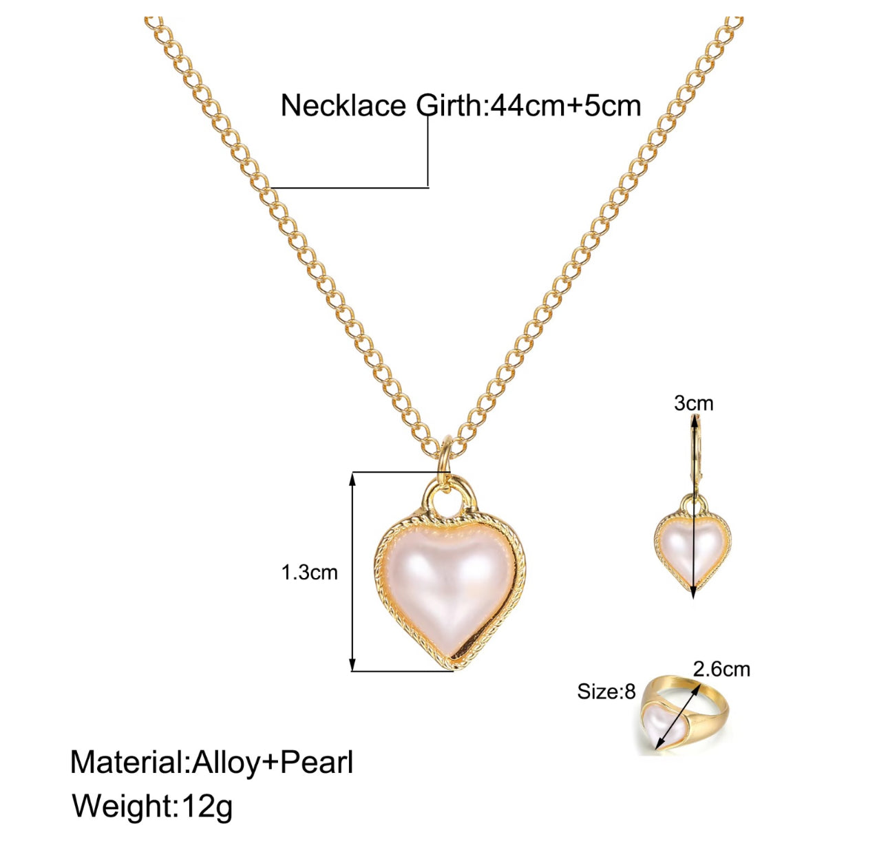 . Amazing Pearl heart jewlery combo set