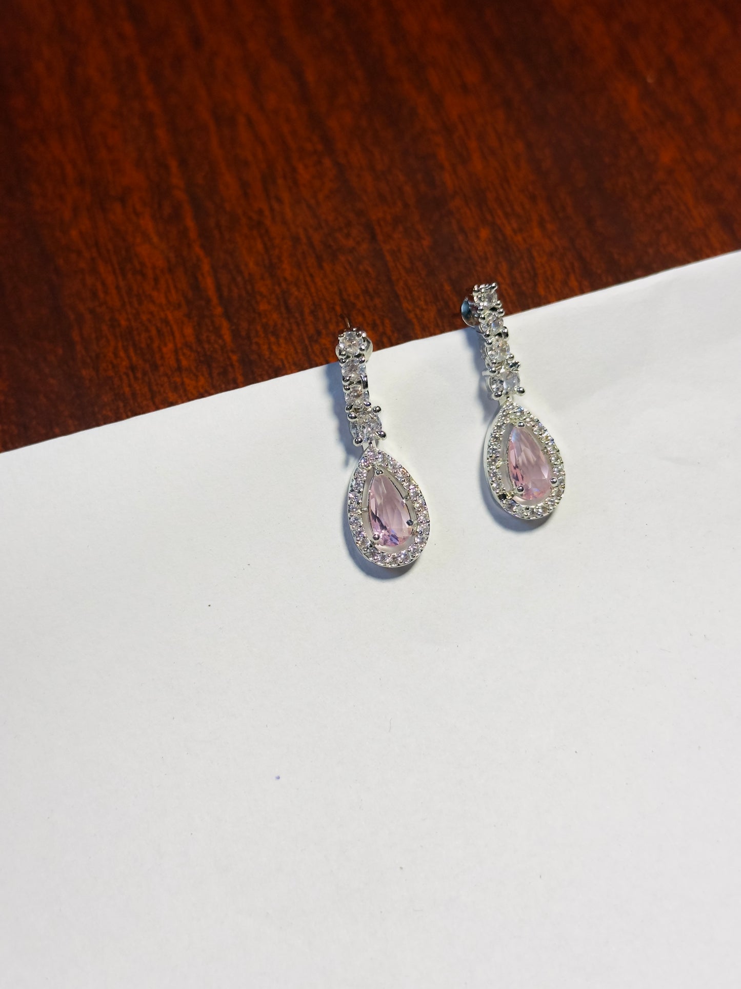 Rose pink American Diamond Necklace set