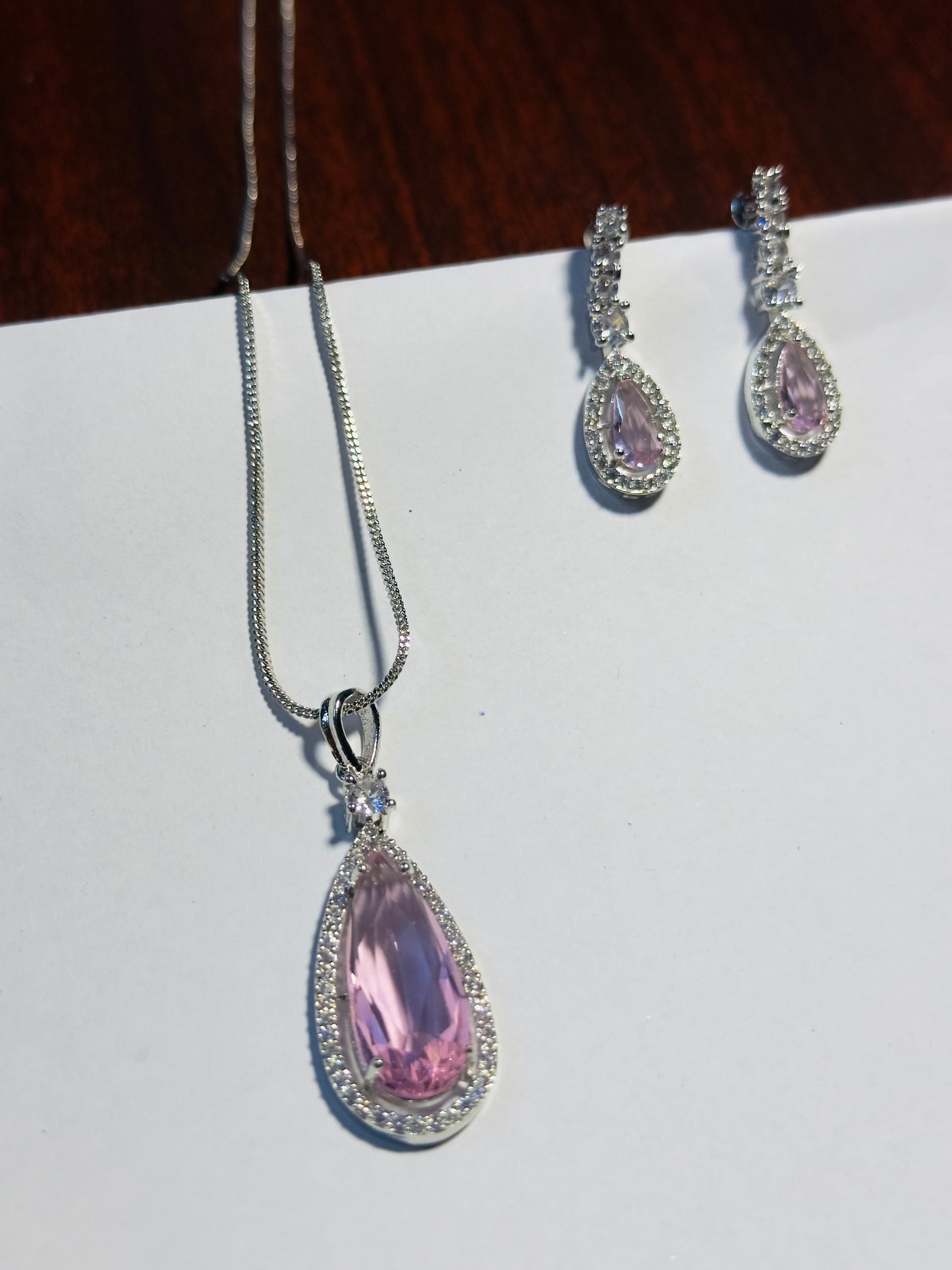 Rose pink American Diamond Necklace set