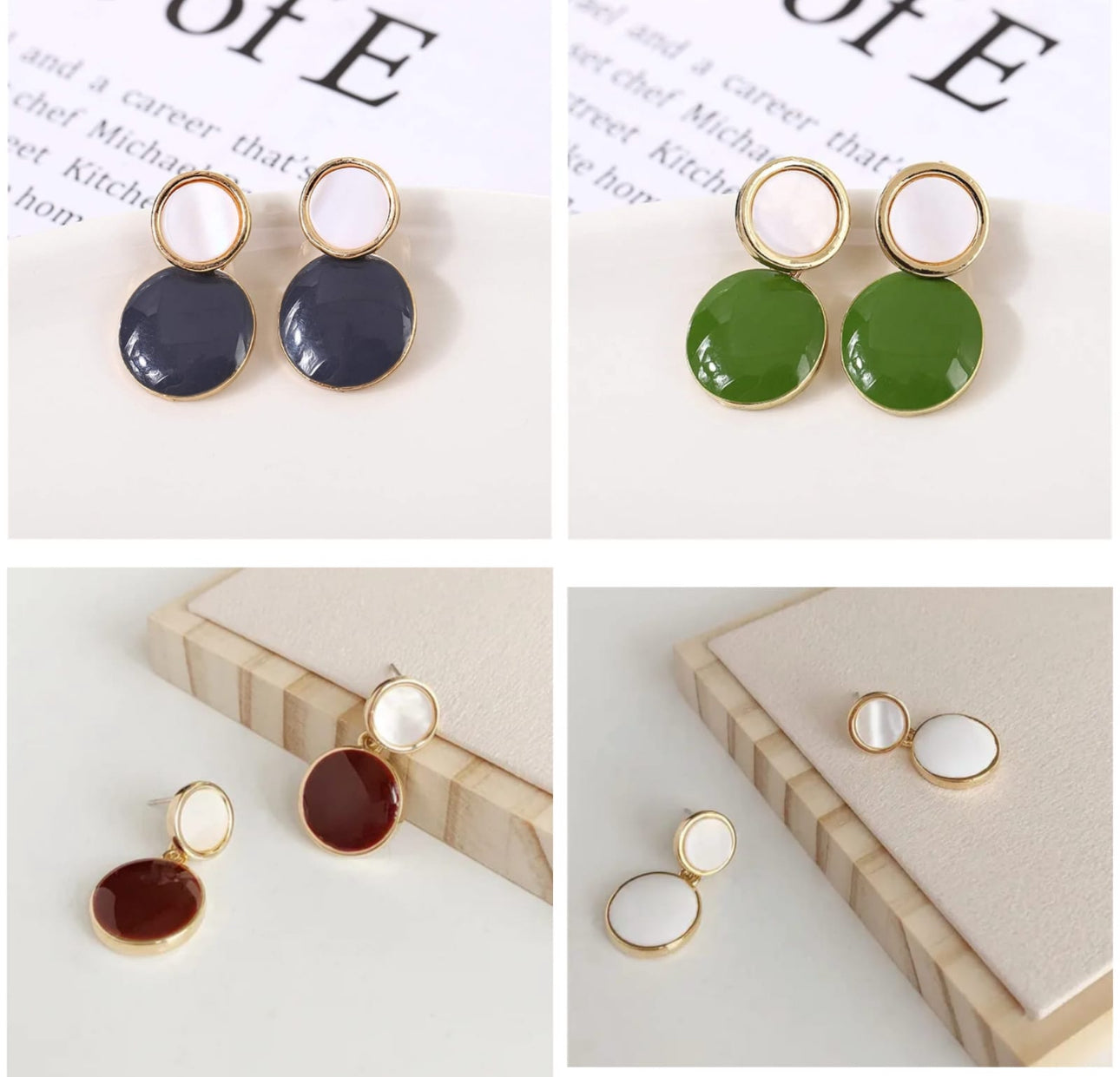 White Enamel water drop Korean earrings